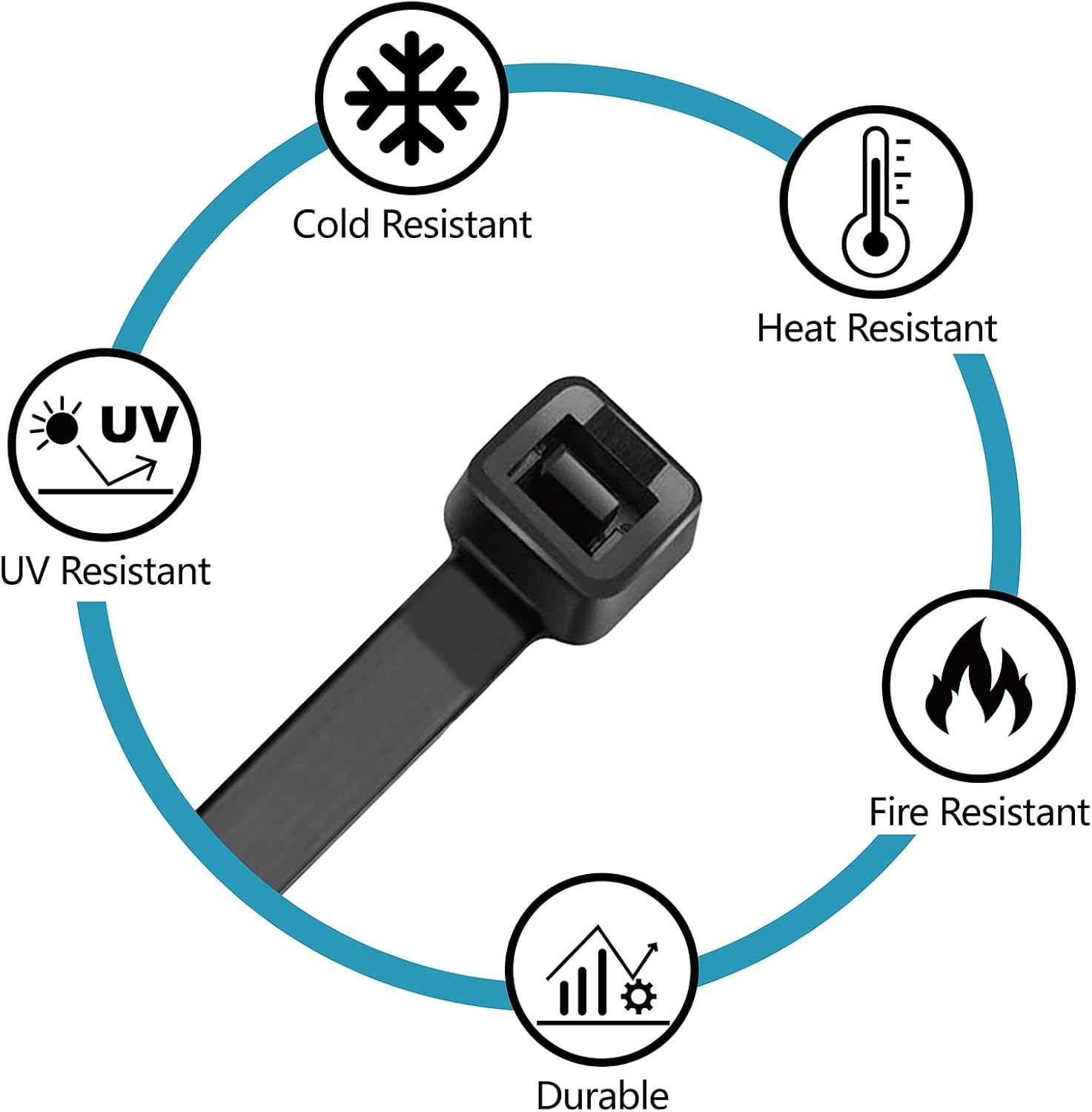 400 Pack Zip Ties Assorted Sizes Black UV Resistant Durable Cable Ties