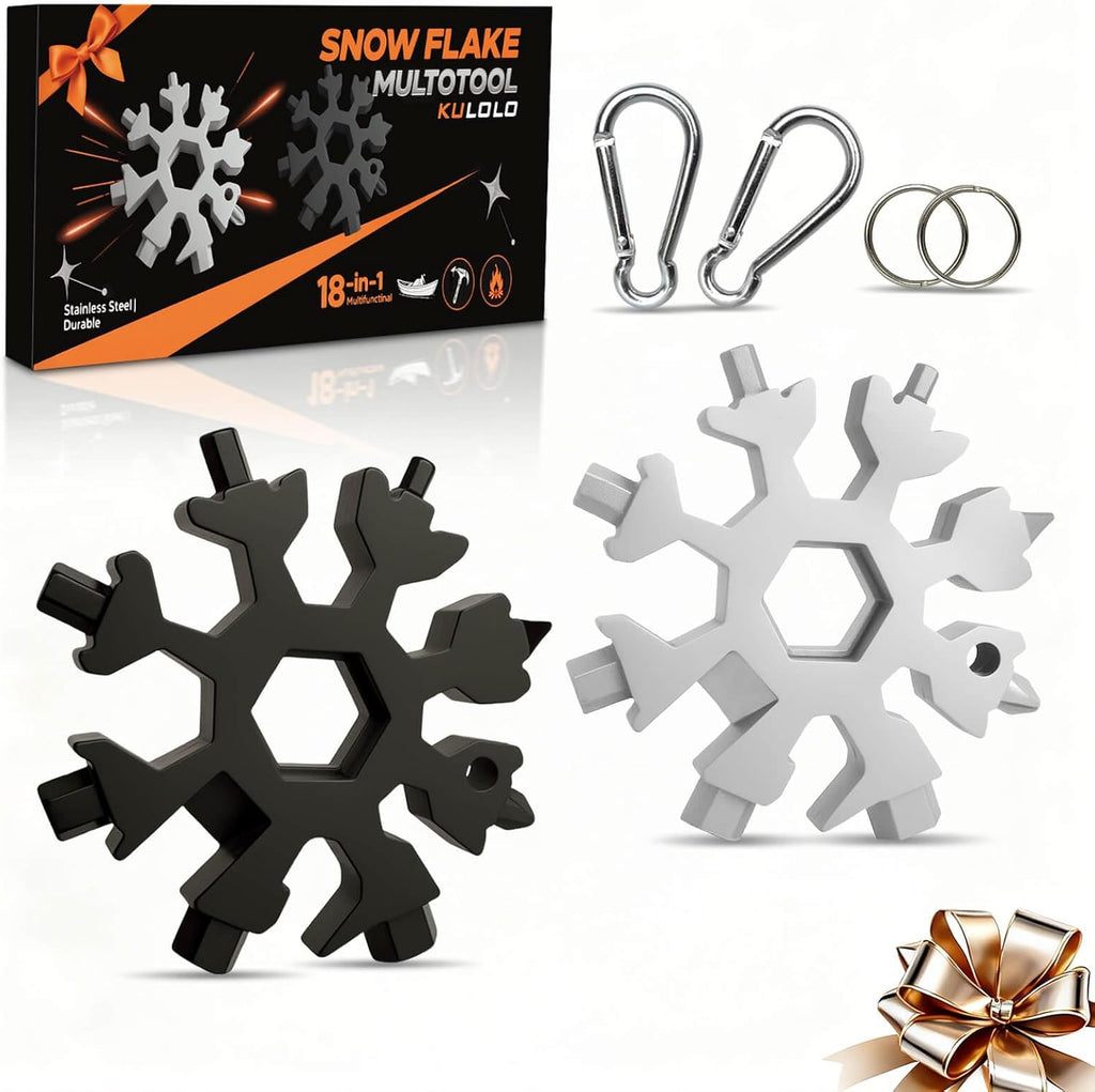 Snowflake Multi-Tool 2-Pack, 18-in-1 Stainless Steel with Carabiner