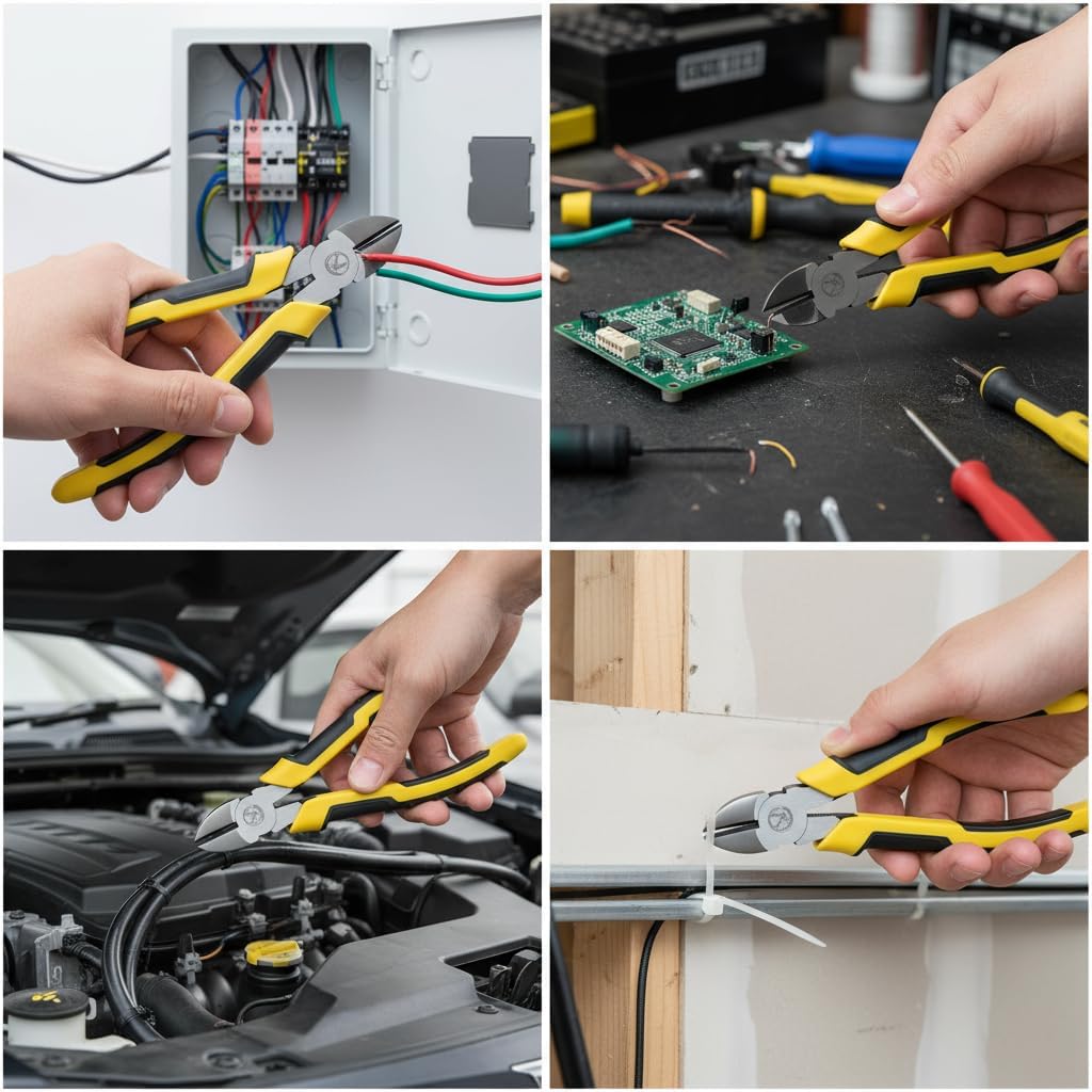 8" Heavy Duty Diagonal Cutting Pliers, Hardened 50CrV Steel