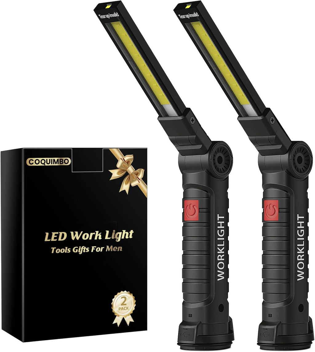 Rechargeable LED Work Light, Magnetic Mechanic Flashlight (2 Pack)