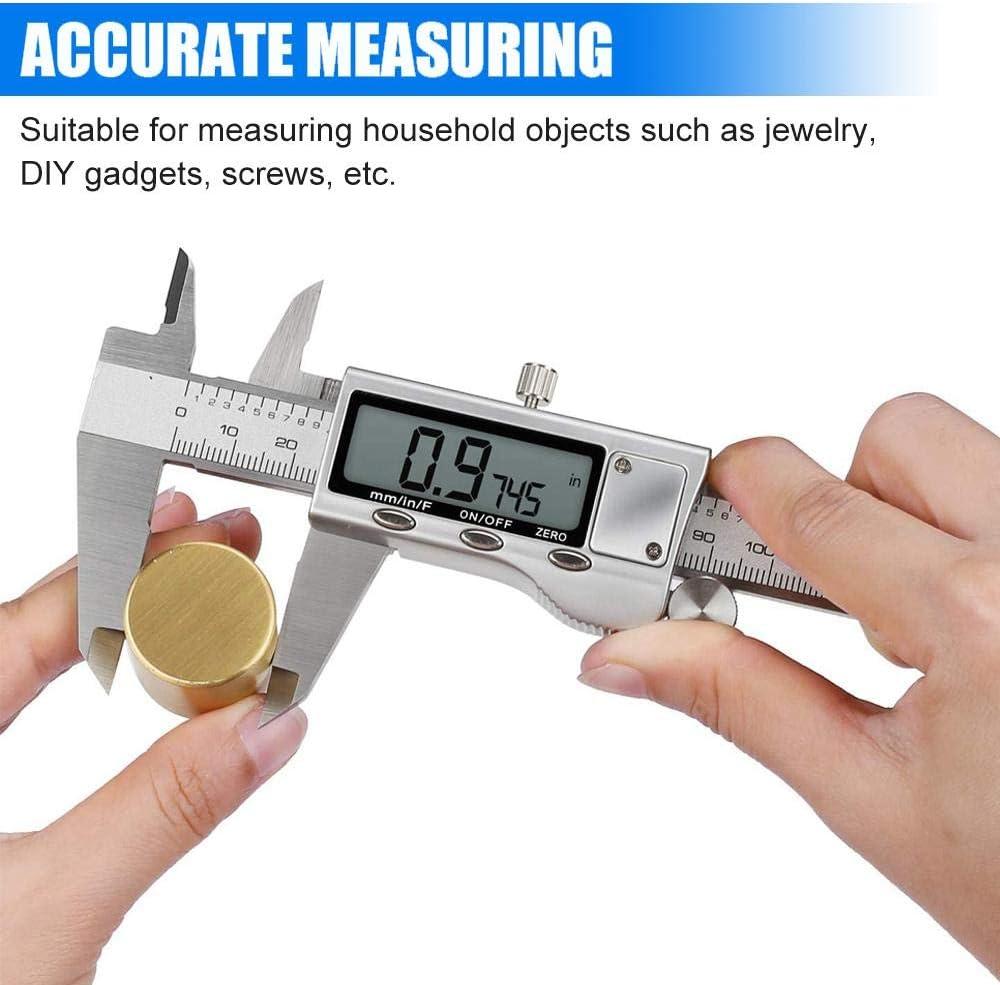 Digital Vernier Caliper 6", Stainless Steel, LCD Screen, Inch/Metric