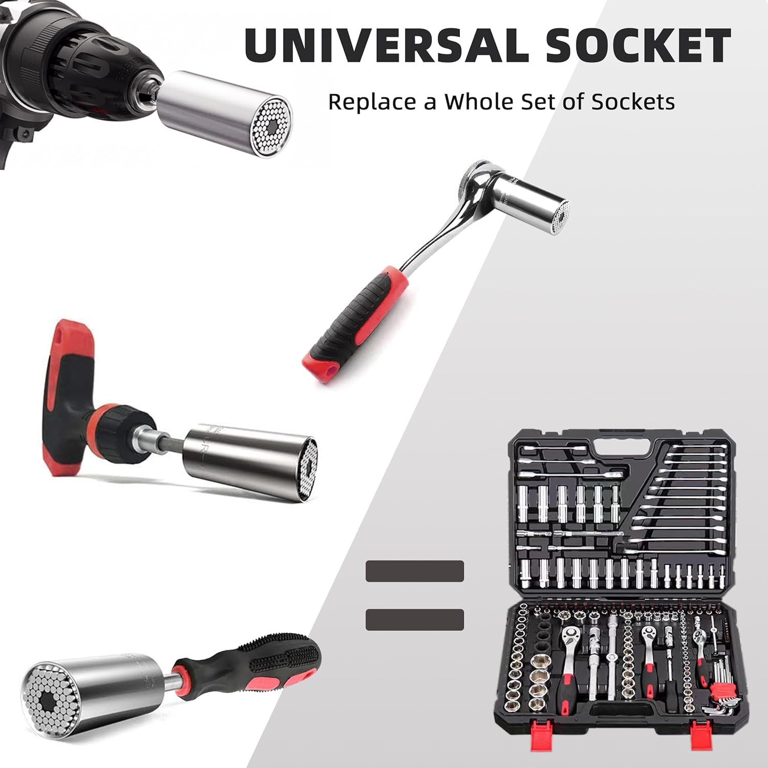 Universal Socket Grip with Drill Adapter, Stocking Stuffer Tool Gift