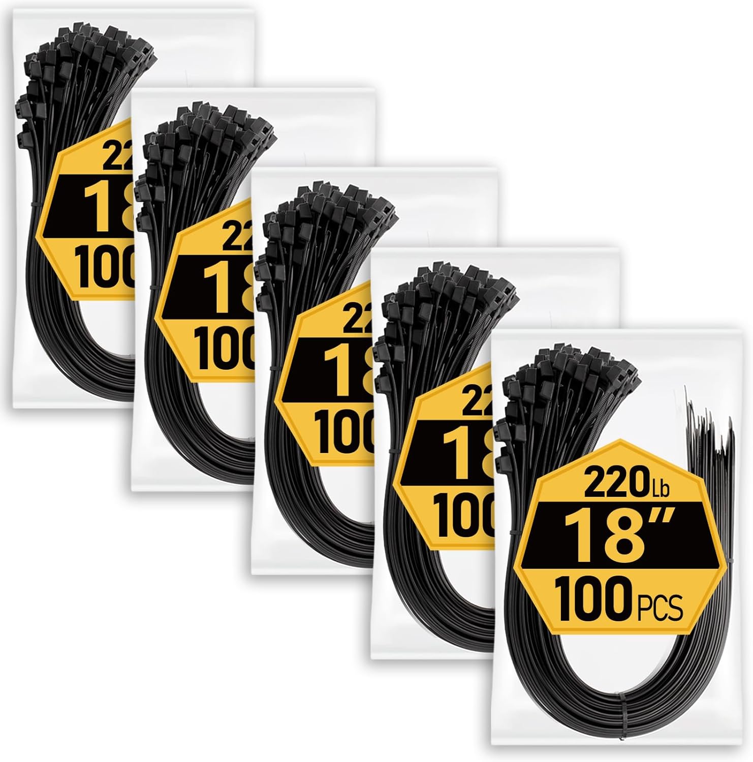 400 Pack Zip Ties Assorted Sizes Black UV Resistant Durable Cable Ties