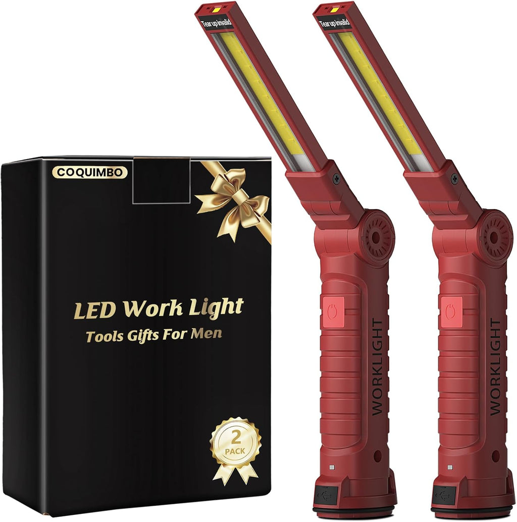 Rechargeable LED Work Light, Magnetic Mechanic Flashlight (2 Pack)
