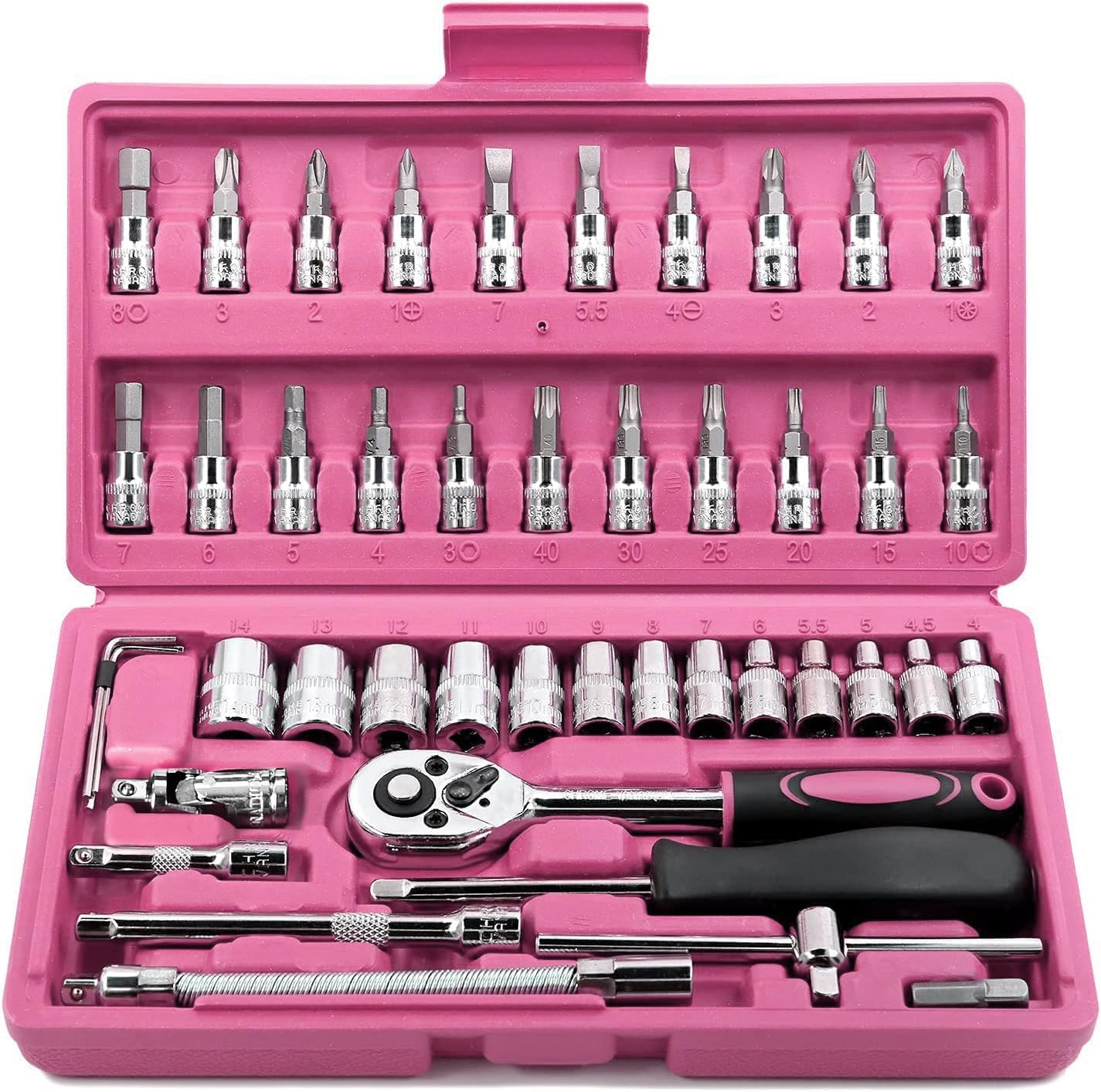 Egofine 46-Piece 1/4" Drive Socket & Ratchet Wrench Set