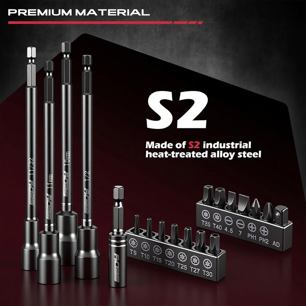 31-Piece Magnetic Nut Driver Impact Bit Set, SAE/Metric