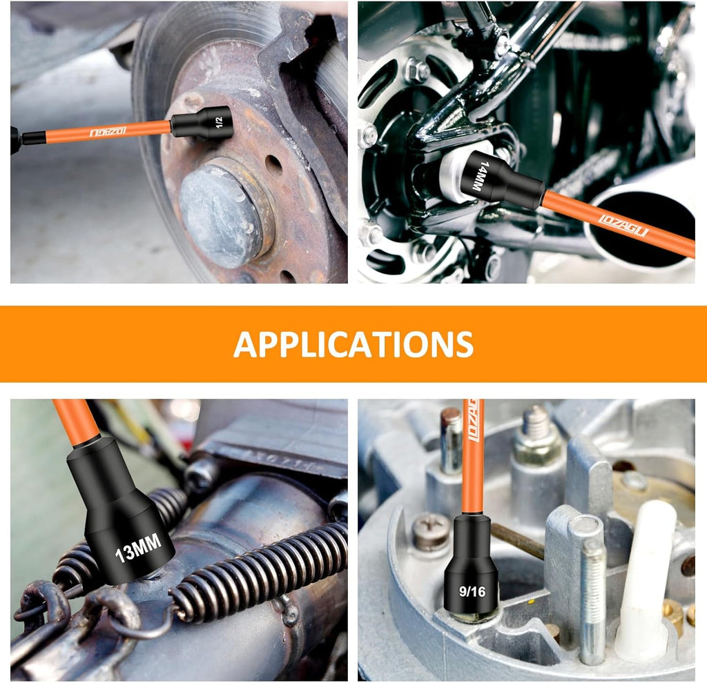 16 Piece Long Magnetic Nut Driver Set 6 Inch SAE Metric Impact Ready