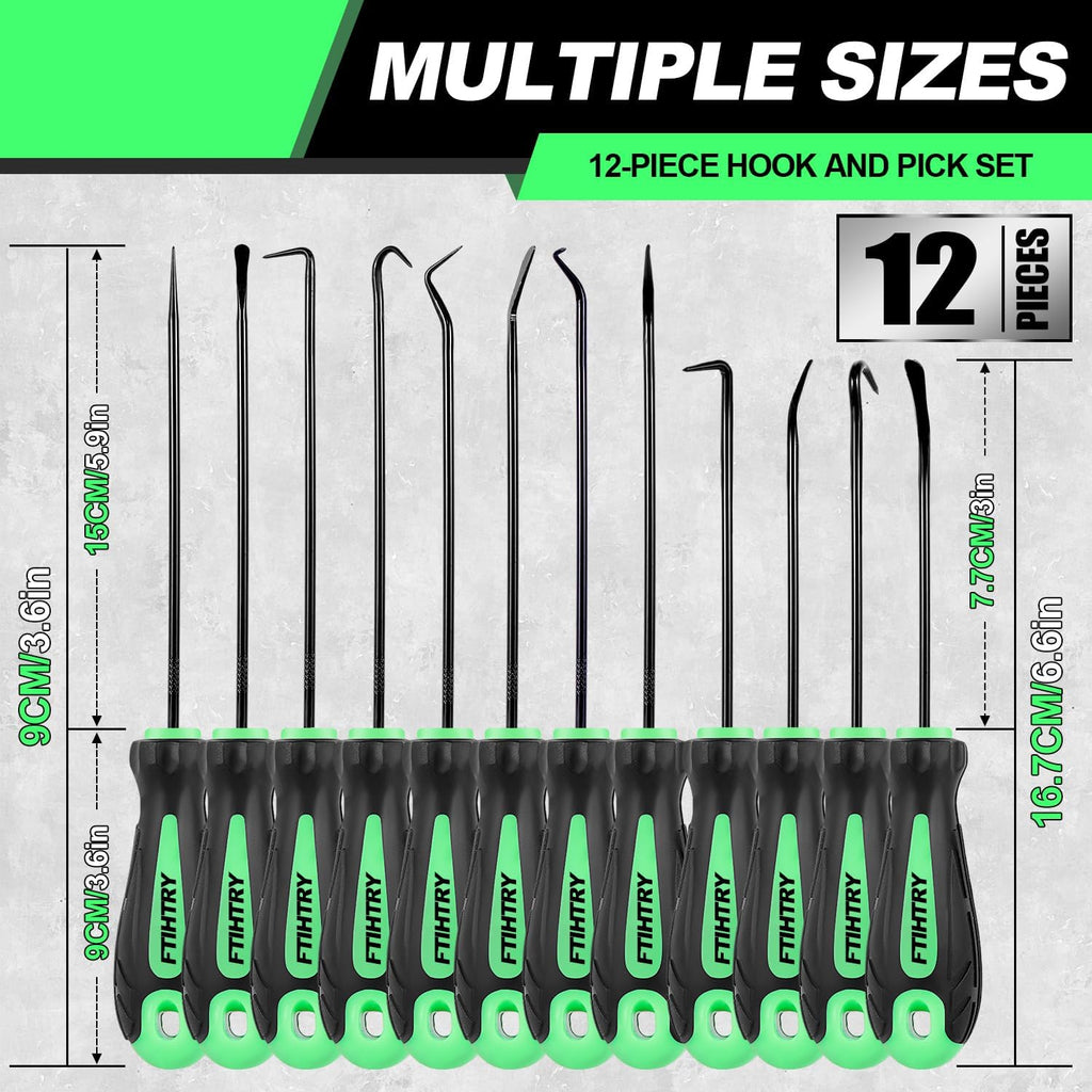 12-Piece Pick and Hook Tool Set for O-Rings, Seals & Gasket Removal