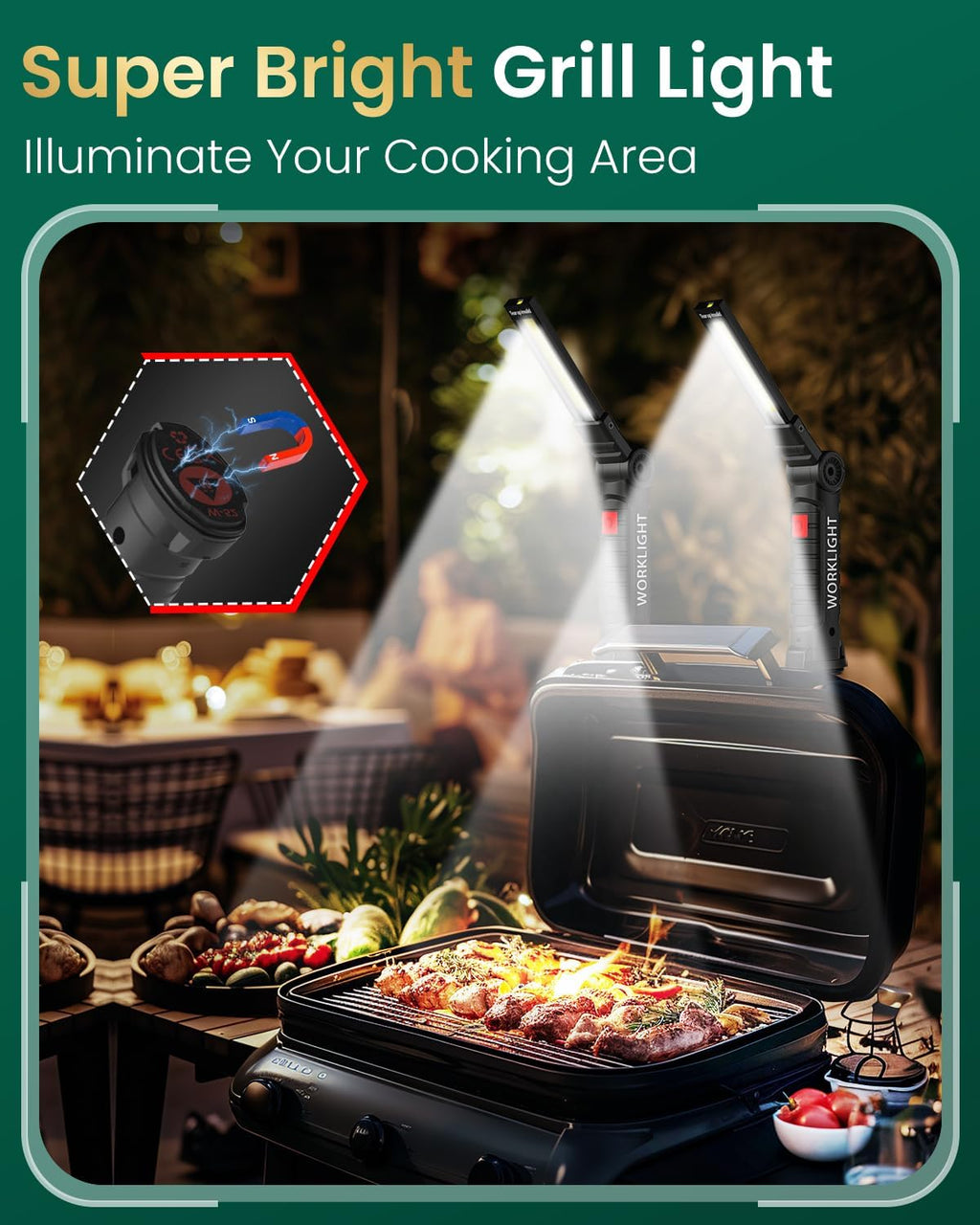 Rechargeable LED Work Light, Magnetic Mechanic Flashlight (2 Pack)