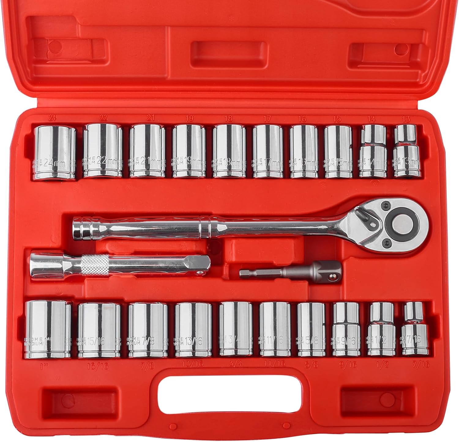 Egofine 46-Piece 1/4" Drive Socket & Ratchet Wrench Set
