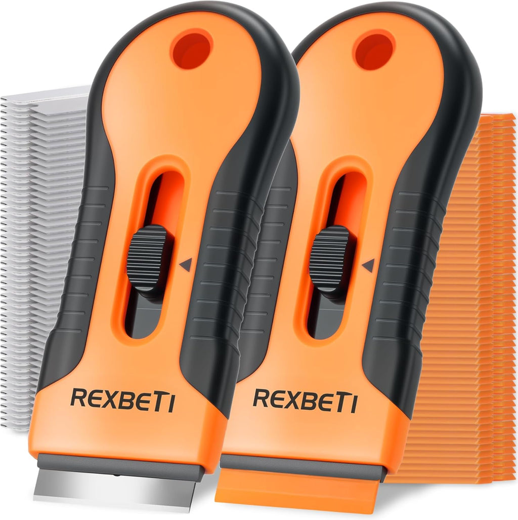REXBETI Razor Scraper Tool 2-Pack with 80 Extra Blades