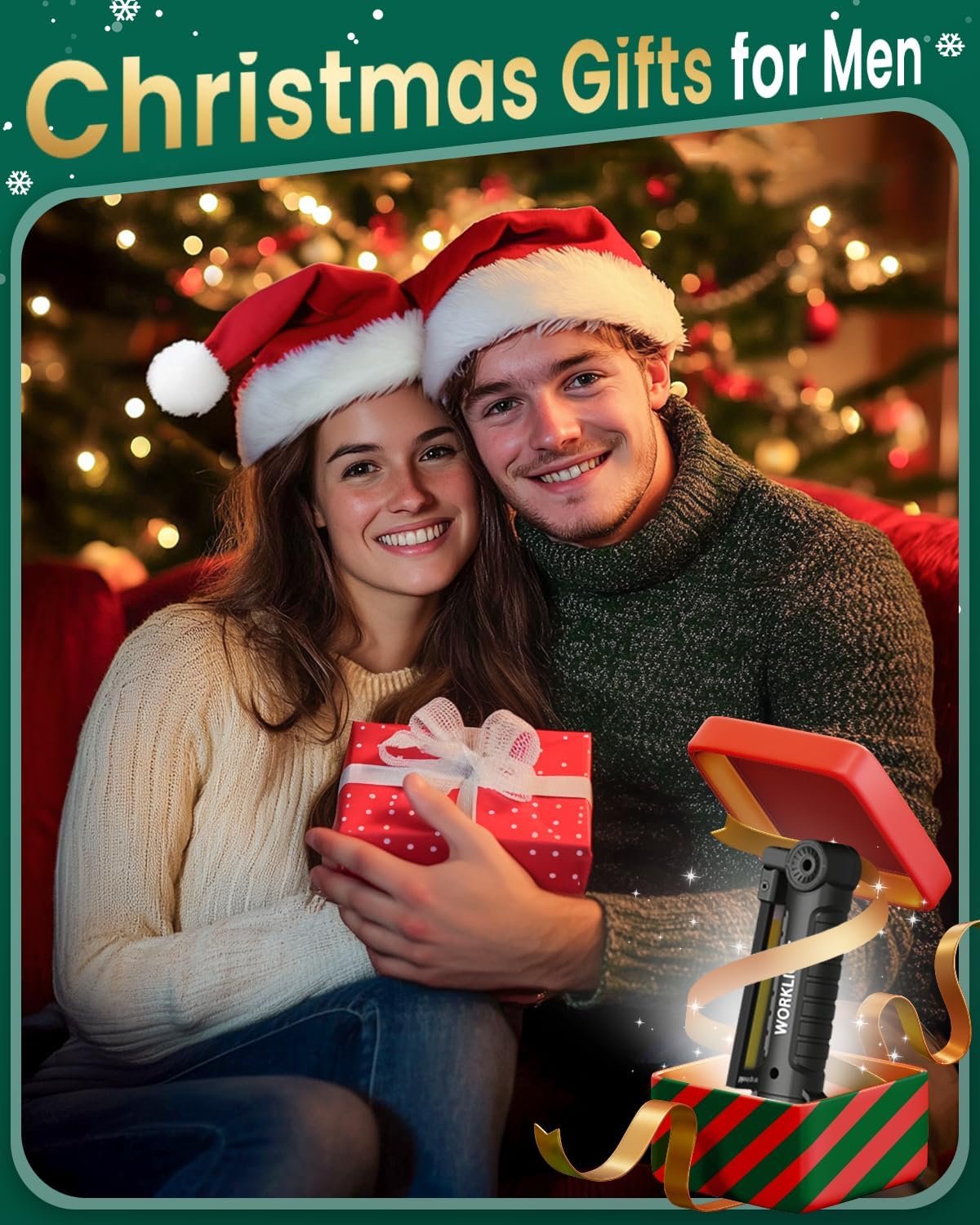 Rechargeable LED Work Light, Magnetic Mechanic Flashlight (2 Pack)