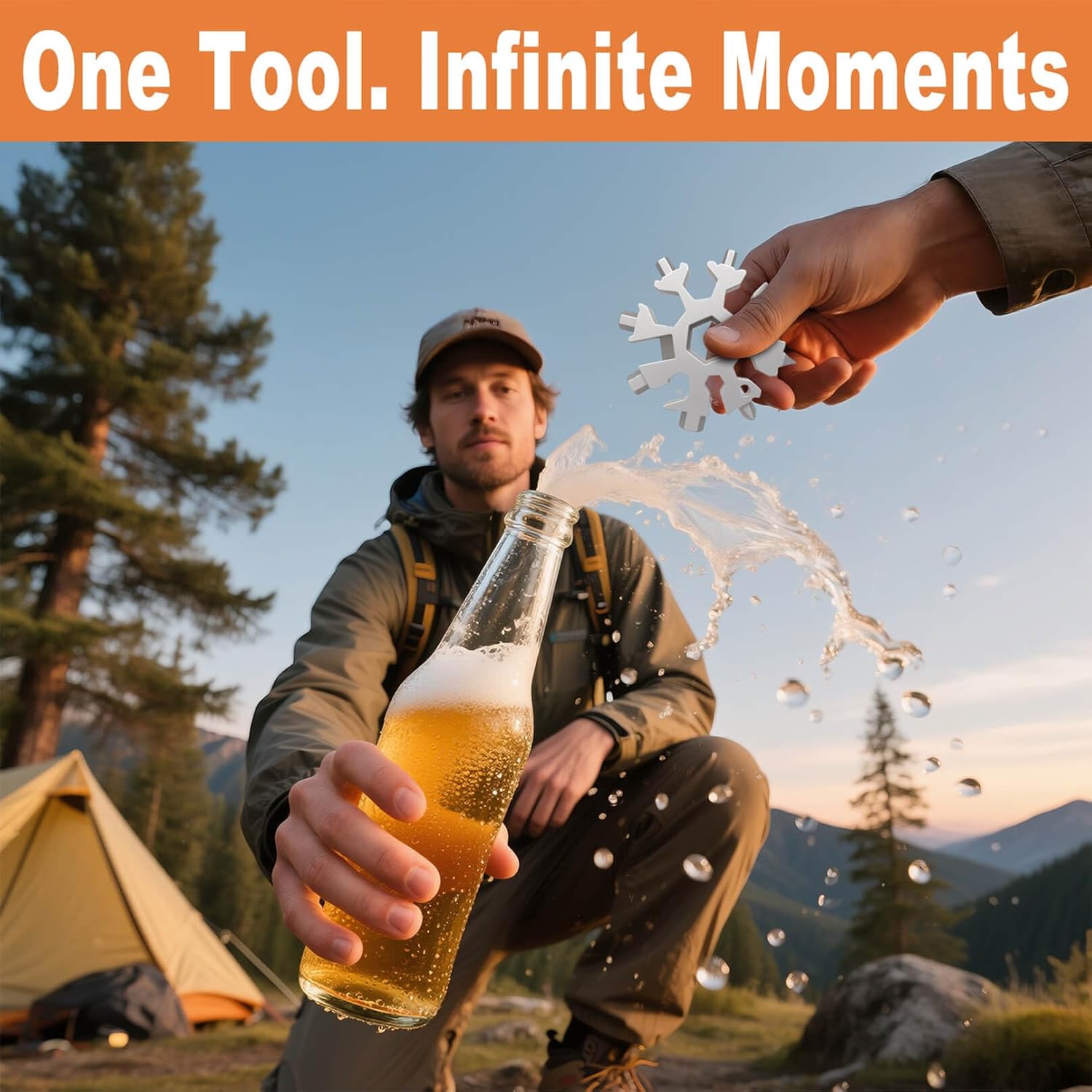 Snowflake Multi-Tool 2-Pack, 18-in-1 Stainless Steel with Carabiner