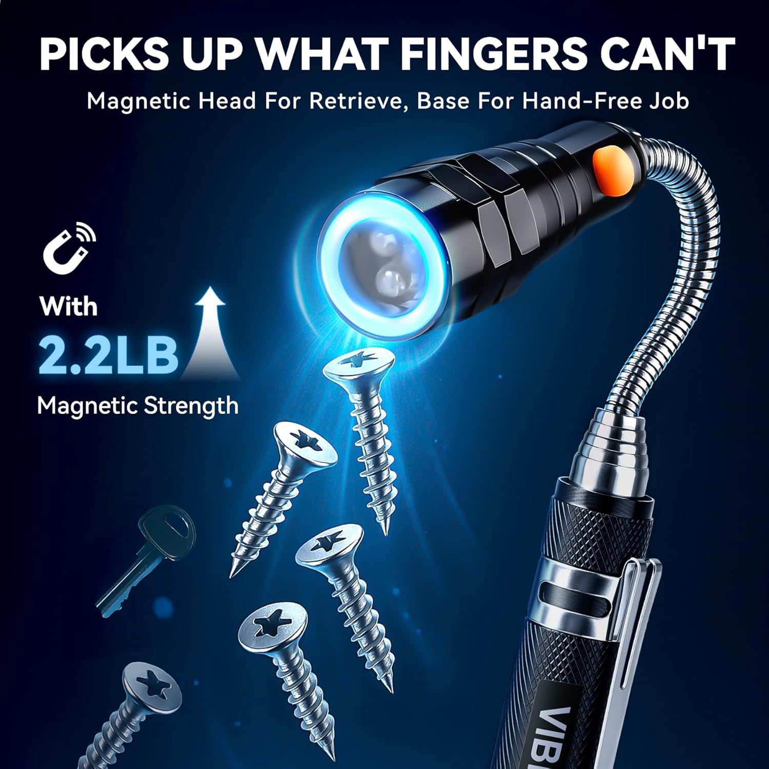Extendable Magnetic Flashlight Telescoping Pickup Tool Gift Gadget for Men