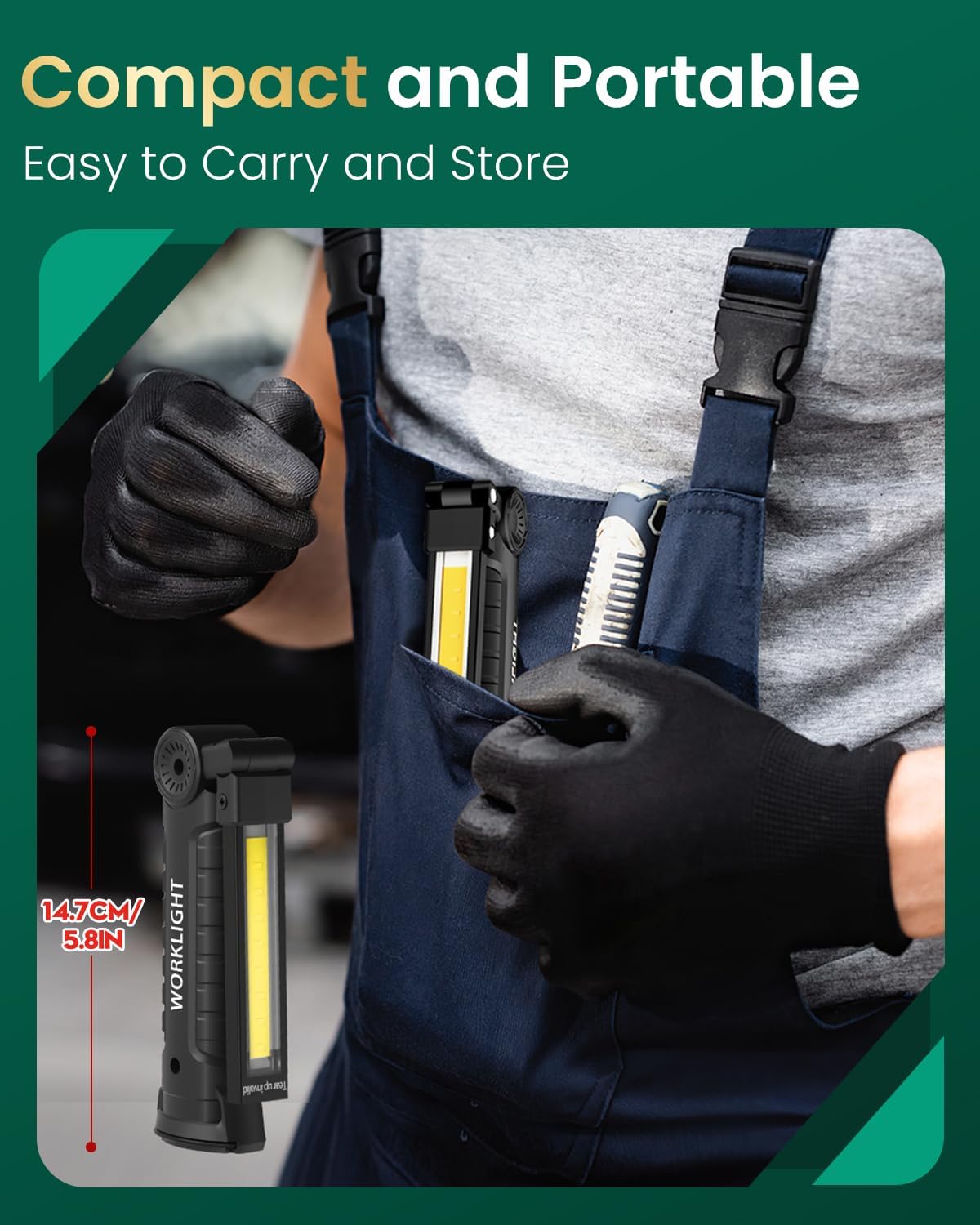 Rechargeable LED Work Light, Magnetic Mechanic Flashlight (2 Pack)