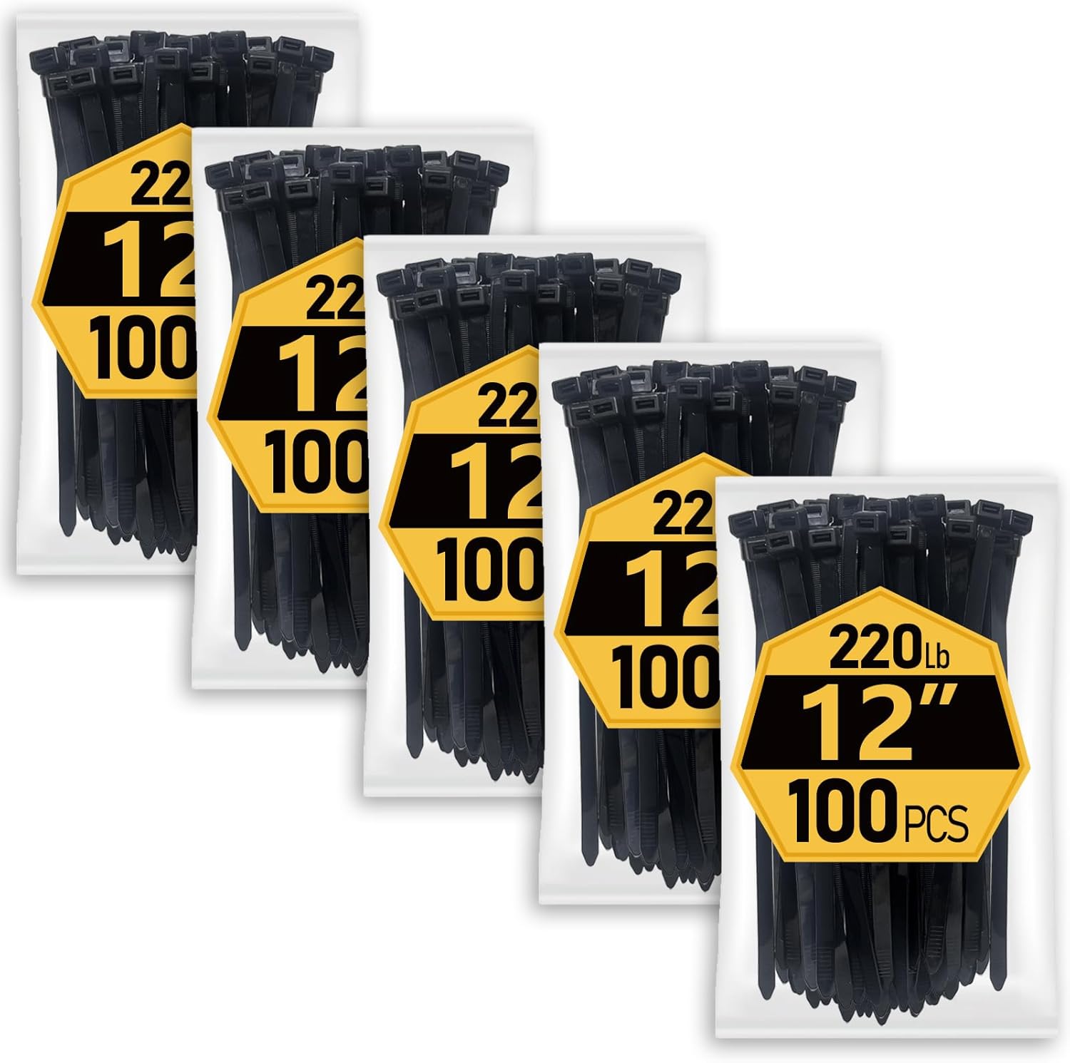 400 Pack Zip Ties Assorted Sizes Black UV Resistant Durable Cable Ties