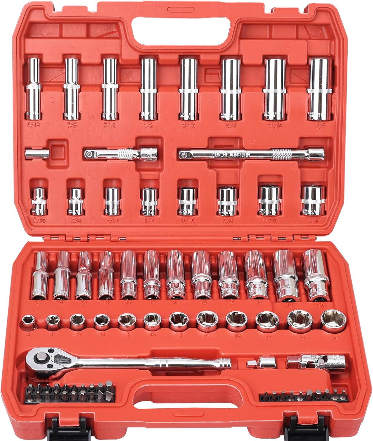 Egofine 46-Piece 1/4" Drive Socket & Ratchet Wrench Set
