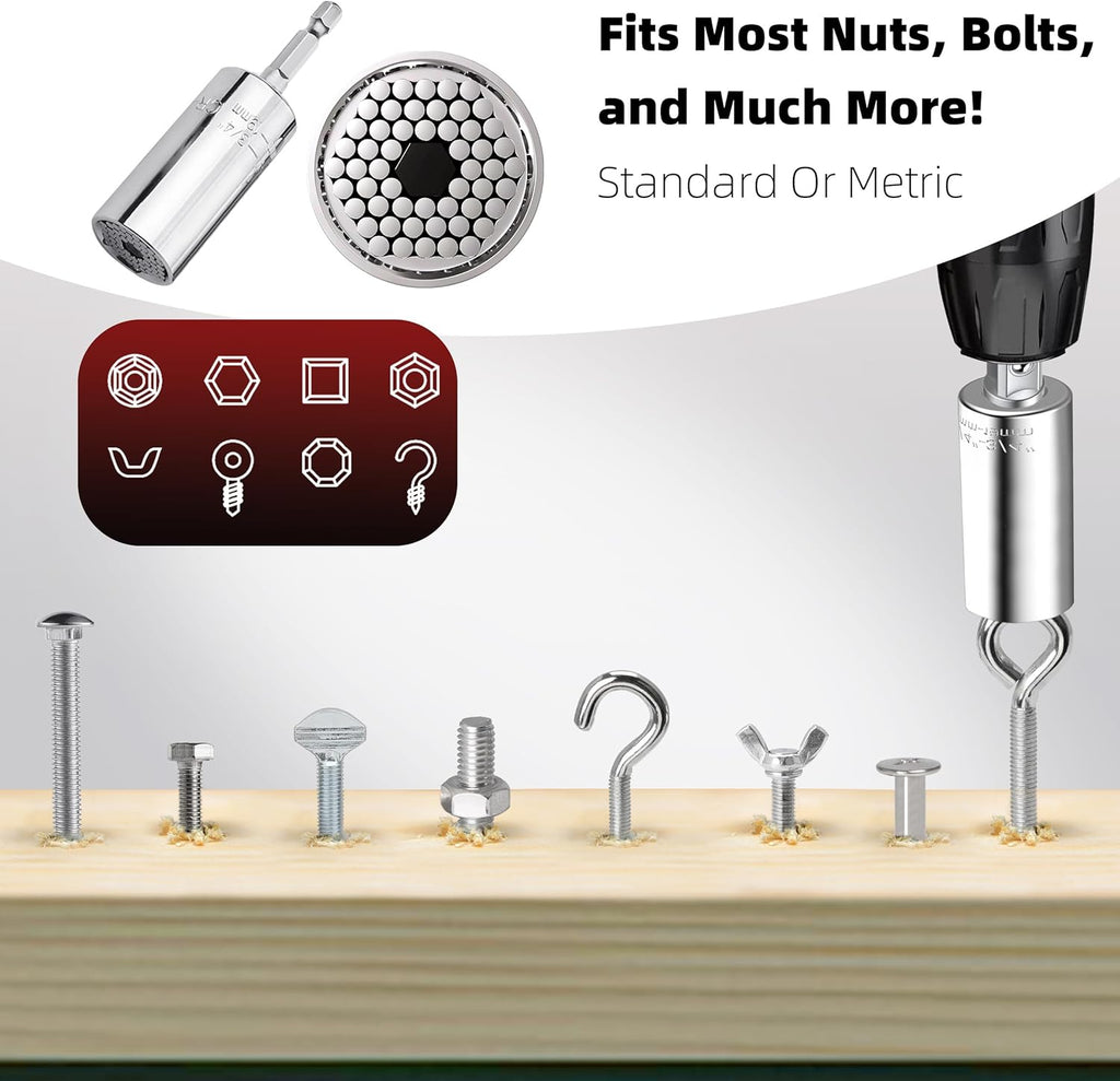 Universal Socket Grip with Drill Adapter, Stocking Stuffer Tool Gift