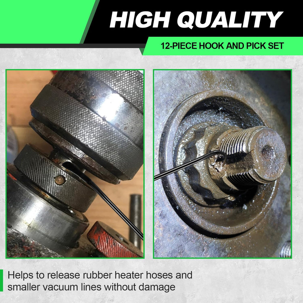 12-Piece Pick and Hook Tool Set for O-Rings, Seals & Gasket Removal