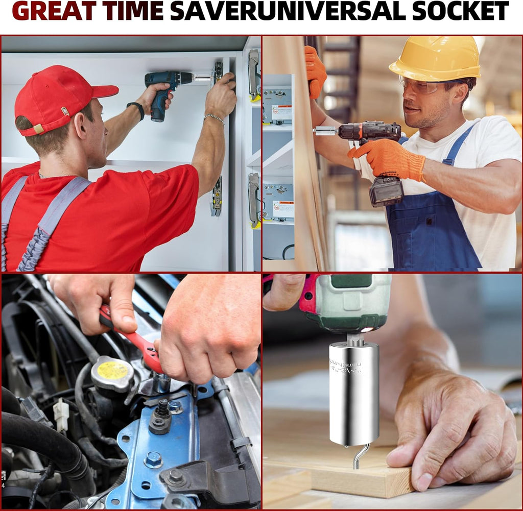 Universal Socket Grip with Drill Adapter, Stocking Stuffer Tool Gift