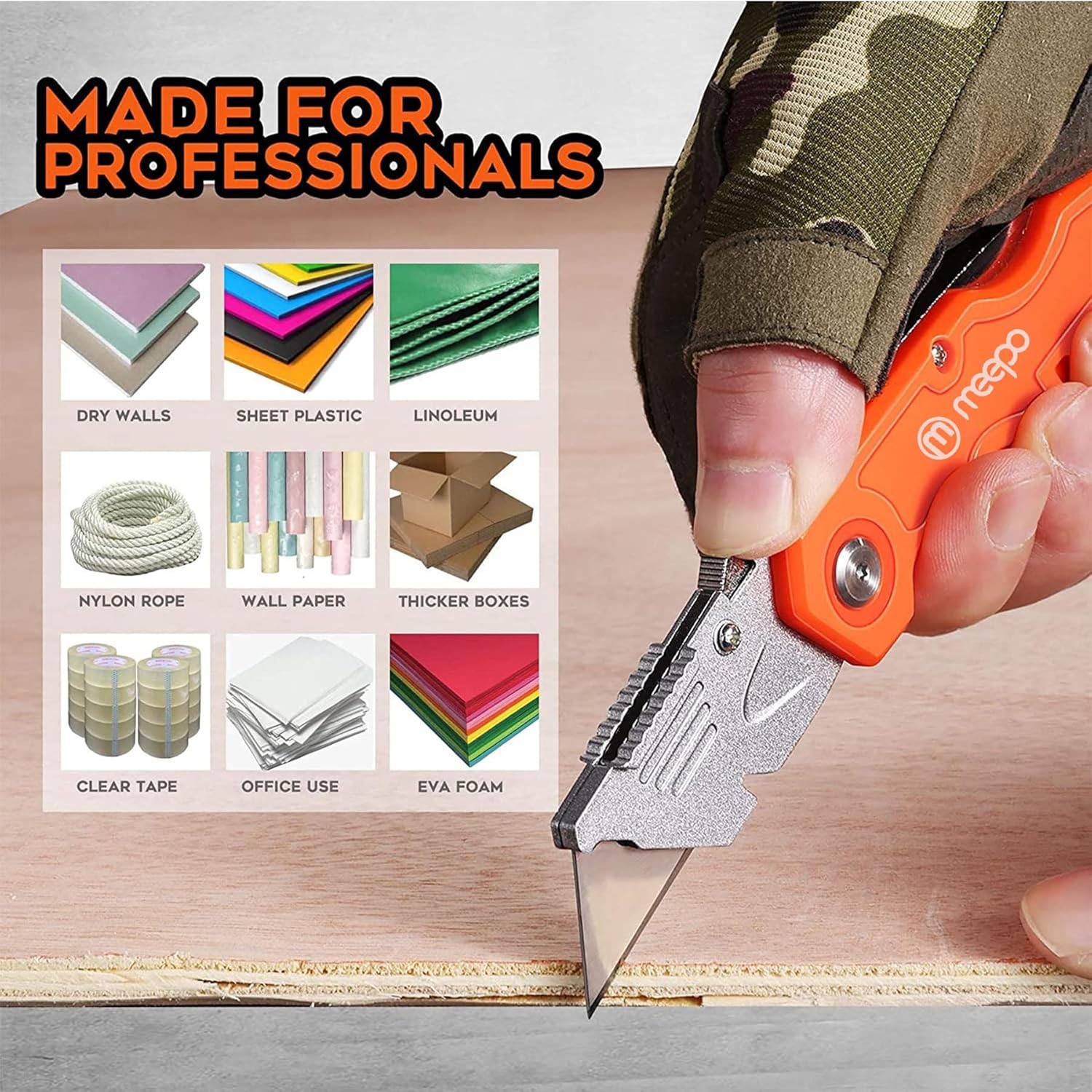 4 Pack Folding Box Cutters Heavy Duty with Extra Blades for Utility Cutting