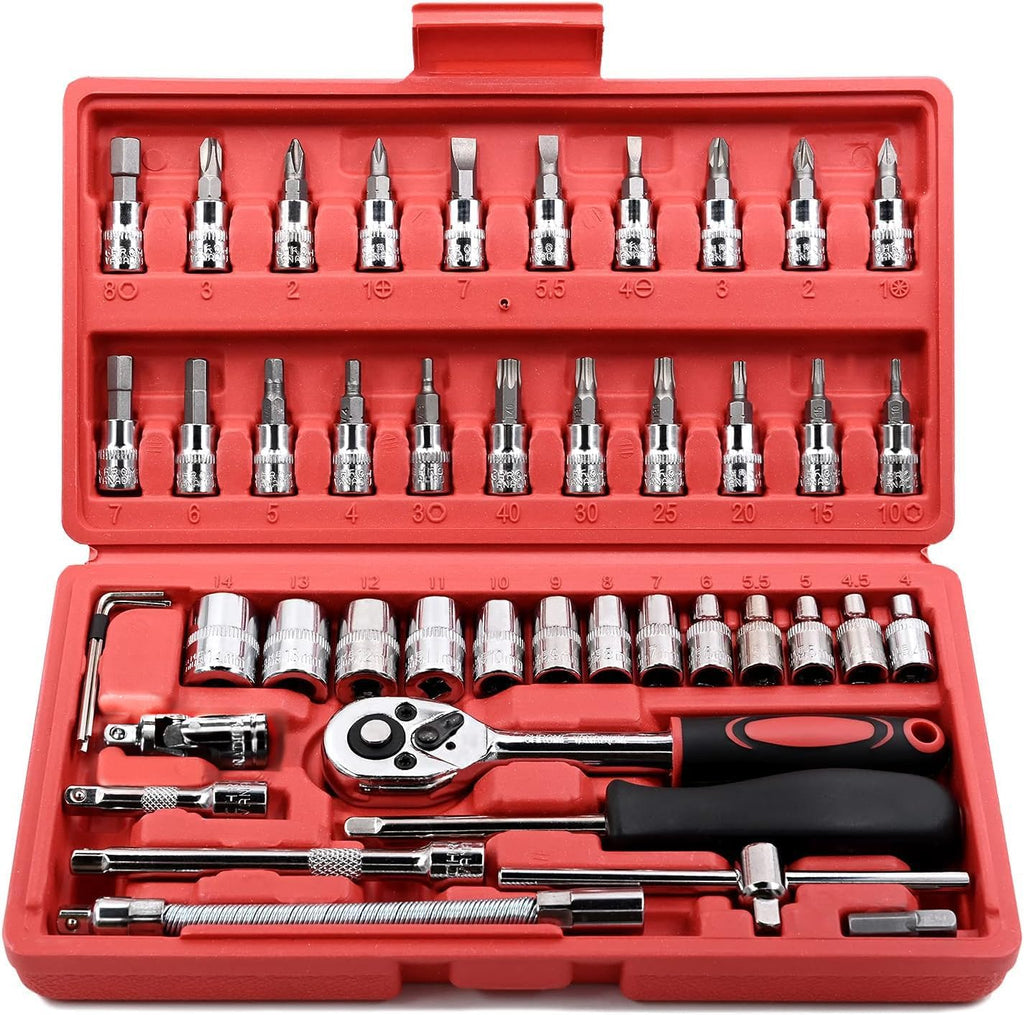 Egofine 46-Piece 1/4" Drive Socket & Ratchet Wrench Set