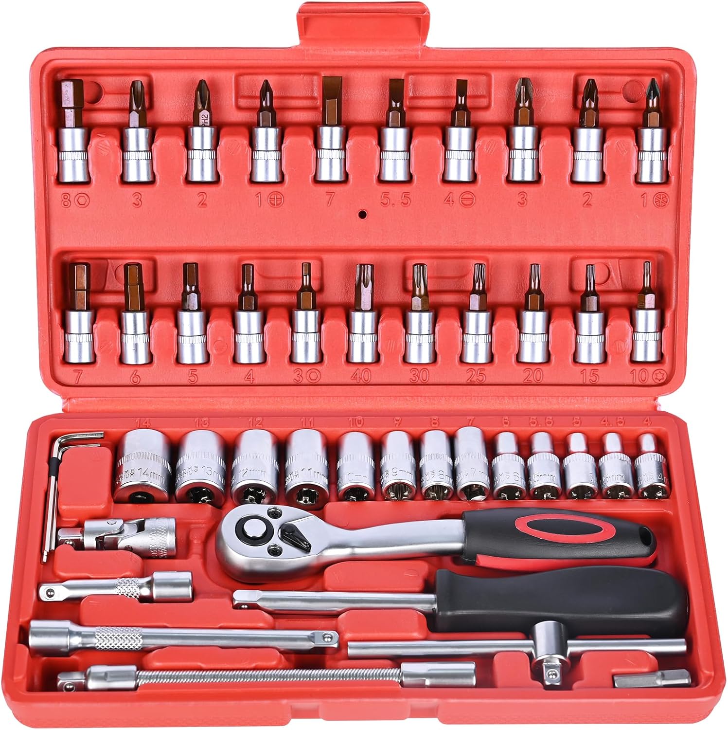 Egofine 46-Piece 1/4" Drive Socket & Ratchet Wrench Set